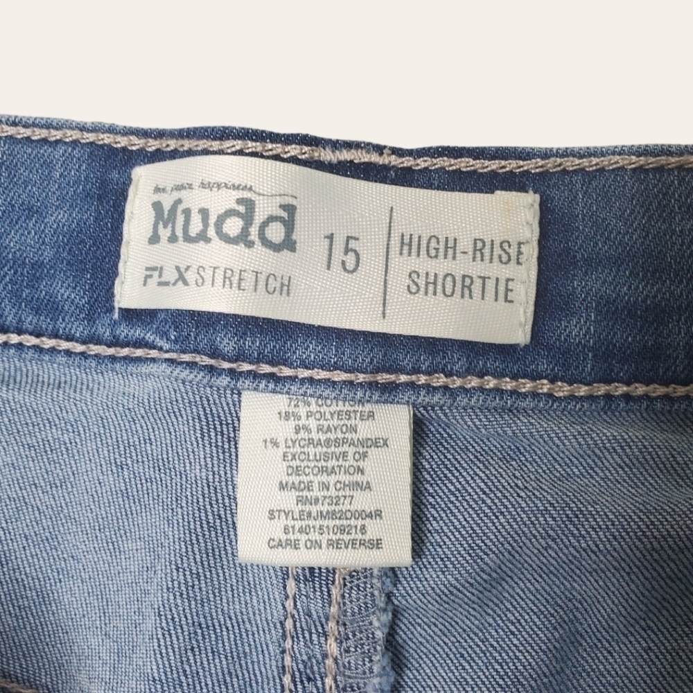 MUDD Embroidered High Rise Jean Shorts - Picture 5 of 6